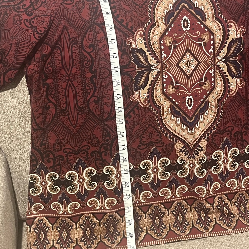 Charter Club Burgundy and Cream Patterned Top Plus Size 3X. - Picture 6 of 13